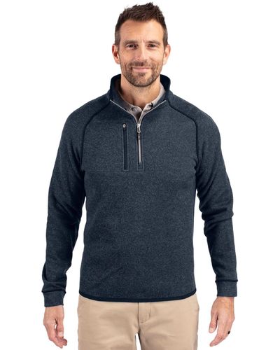 Cutter & Buck Mainsail Sweater-knit Big And Tall Half Zip Pullover Jacket - Blue