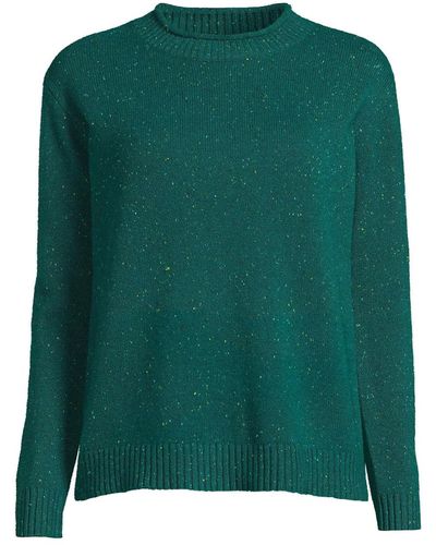 Lands' End Cashmere Easy Fit Crew Neck Sweater - Green