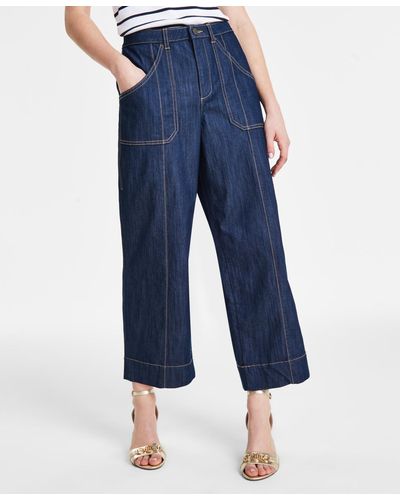 Tommy Hilfiger High-rise Wide-leg Ankle Jeans - Blue
