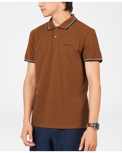 Ben Sherman Signature Short Sleeve Polo Shirt - Brown
