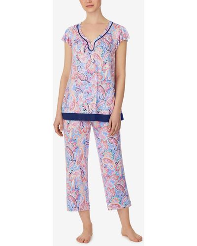 Ellen Tracy Ruffle Sleeve 2 Piece Pajama Set - White