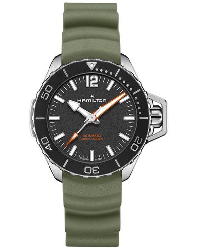 Hamilton Swiss Automatic Khaki Navy Frogman Rubber Strap Watch 41mm - Green