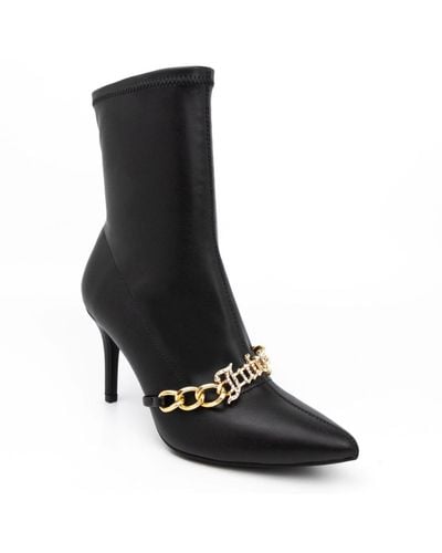 Juicy Couture Tommi Faux Leather Pointed Toe Ankle Boots - Black
