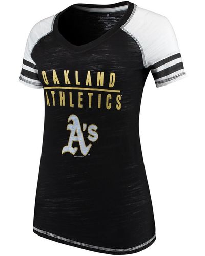 Soft As A Grape Oakland Athletics Color Block V-neck T-shirt - Black