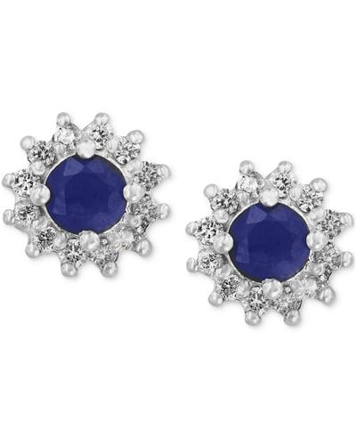 Effy Sapphire (5/8 Ct. T.w.) And Diamond (1/4 Ct. T.w.) Stud In 14k White Gold - Blue