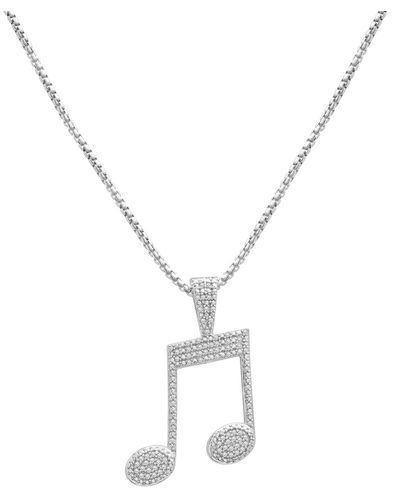 Macy's Diamond Pave Music Note 22" Pendant Necklace (1/4 Ct. T.w. - Metallic