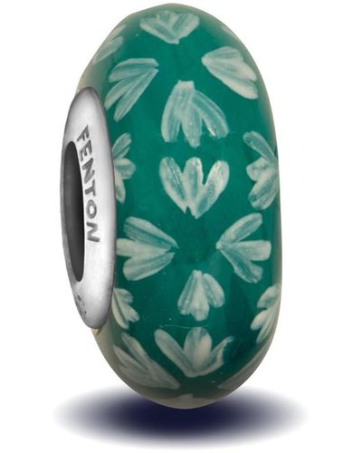 Fenton Glass Jewelry: Snowdrops Glass Charm - Green