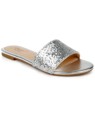 Badgley Mischka Dillian Chunky Glitter Slide Evening Sandals - Metallic