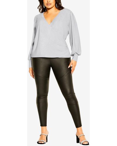 City Chic Trendy Plus Size Glowing Top - Gray