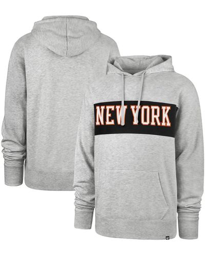 '47 '47 New York Knicks 2021/22 City Edition Wordmark Chest Pass Pullover Hoodie - Gray