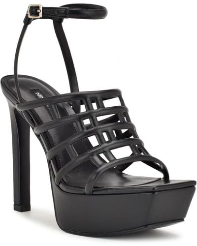 Nine West Kelinda Square Toe Stiletto Dress Sandals - Black