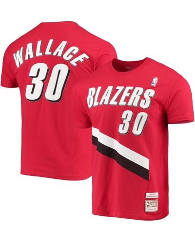 Mitchell & Ness Rasheed Wallace Portland Trail Blazers Hardwood Classics Player Name And Number T-shirt - Red