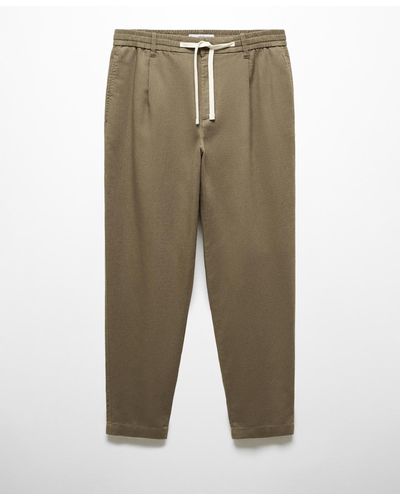 Mango Slim-fit Drawstring Pants - Green
