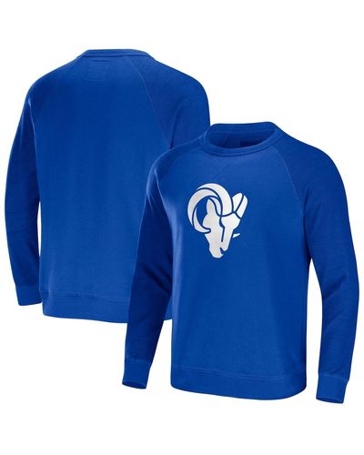 Fanatics Nfl X Darius Rucker Collection By Los Angeles Rams Raglan Fleece Pullover Sweatshirt - Blue