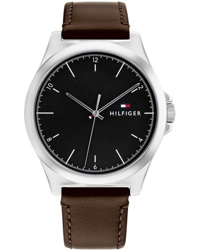 Tommy Hilfiger Quartz Leather Watch 43mm - Black