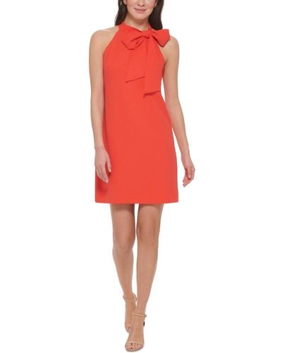 Vince Camuto Petite Tie-neck Shift Dress - Red