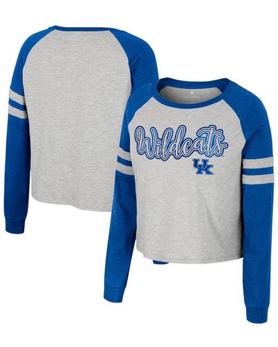 Colosseum Athletics Kentucky Wildcats I'm Gliding Here Raglan Long Sleeve Cropped T-shirt - Blue