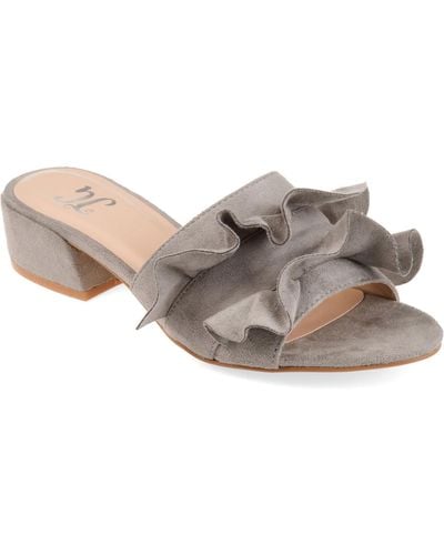 Journee Collection Sabica Ruffle Slip On Dress Sandals - Gray