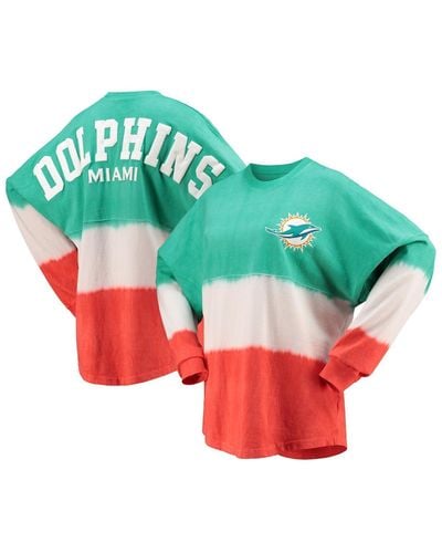 Fanatics Aqua And White Miami Dolphins Ombre Long Sleeve T-shirt - Green