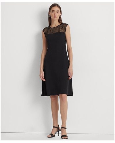 Lauren by Ralph Lauren Beaded Georgette Cocktail Dress - Black