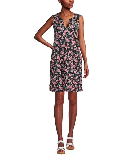 Lands' End Cotton Jersey Sleeveless Swim Cover-up Dress Print - Red
