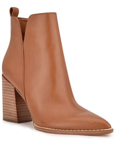 Nine West Birds Block Heel Booties - Brown