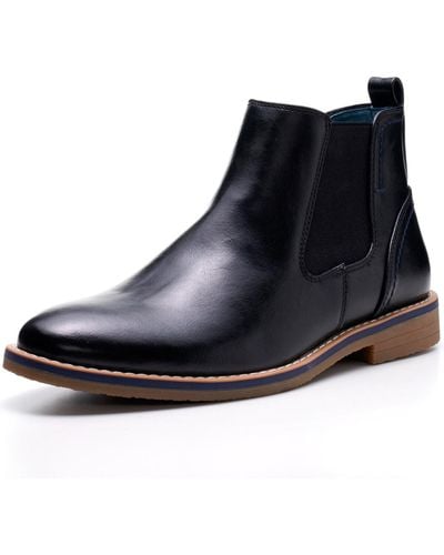 Alpine Swiss Owen Chelsea Boots Pull Up Ankle Boot Genuine Leather Lined - Blue