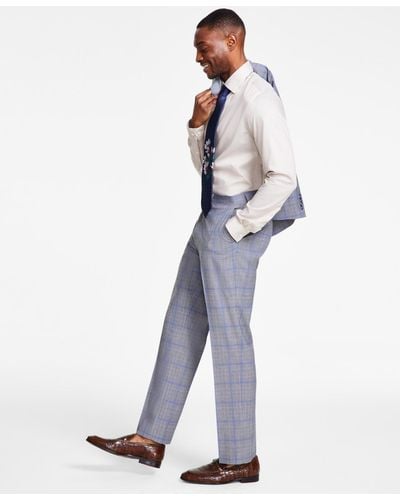 Tayion Collection Classic-fit Plaid Suit Pants - White