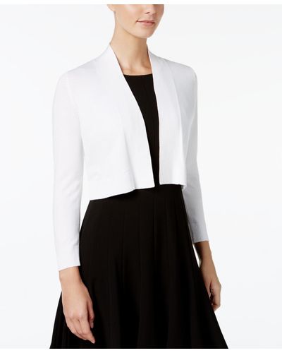 Calvin Klein Long-sleeve Open Cropped Cardigan - White