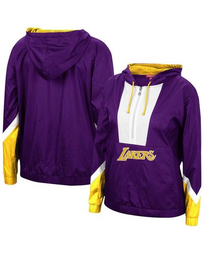 Mitchell & Ness Los Angeles Lakers Half-zip Windbreaker 2.0 Hoodie Jacket - Purple