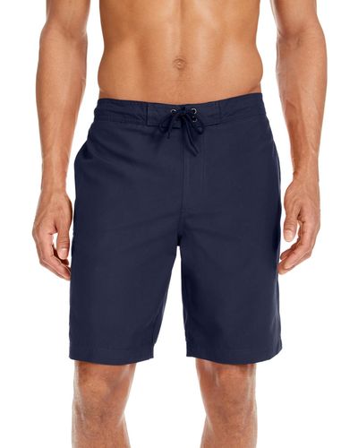 Club Room Solid Quick-dry 9" E-board Shorts - Blue
