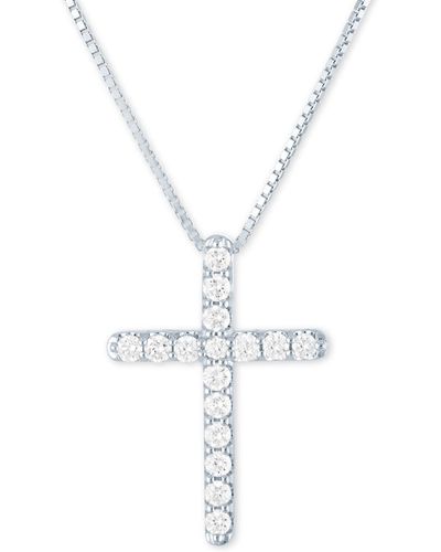 Forever Grown Diamonds Lab-created Diamond Cross 18" Pendant Necklace (1/2 Ct. T.w. - Metallic