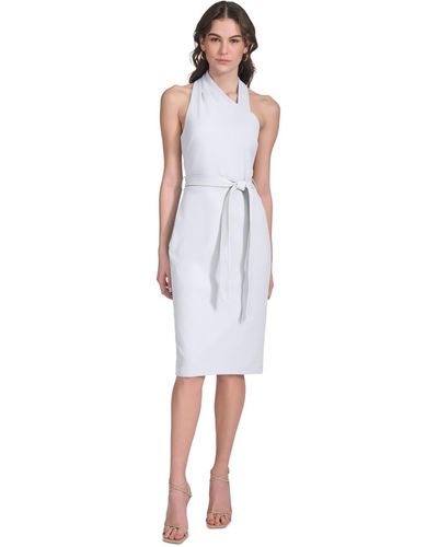 Calvin Klein Petite Belted Sheath Dress - White