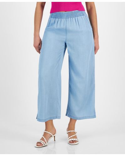 Calvin Klein Petite High-rise Cropped Wide-leg Pants - Blue