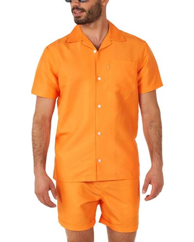 Opposuits Short-sleeve Solid Shirt & Shorts Set - Orange