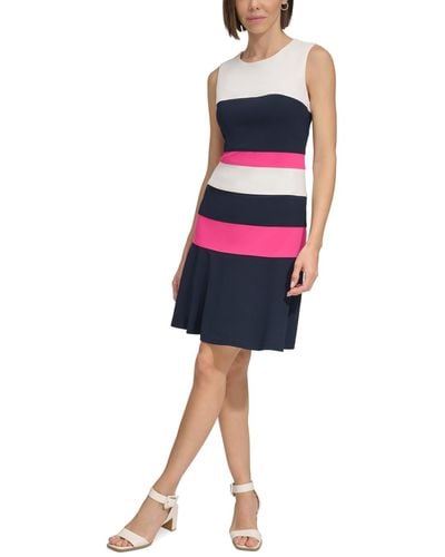 Tommy Hilfiger Petite Sleeveless Colorblocked Dress - Red