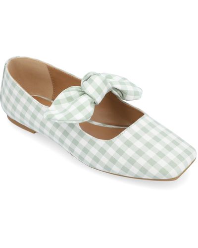 Journee Collection Seralinn Bow Square Toe Flats - White