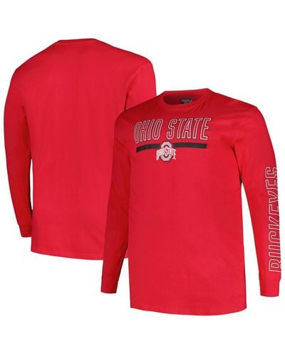 Profile Ohio State Buckeyes Big And Tall Two-hit Graphic Long Sleeve T-shirt - Red