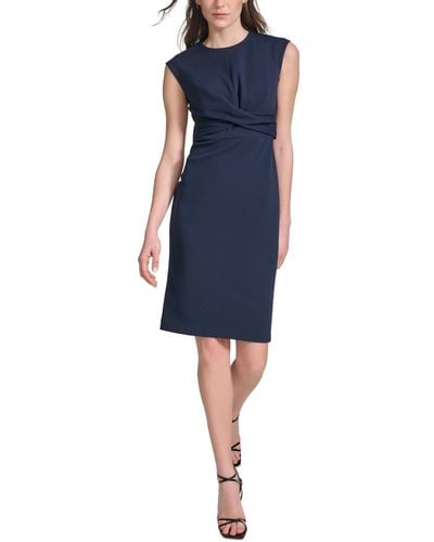 Calvin Klein Twist-front Sheath Dress - Blue