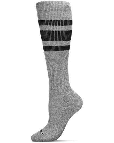 Memoi Striped Athletic Cushion Sole Compression Knee Sock - Gray