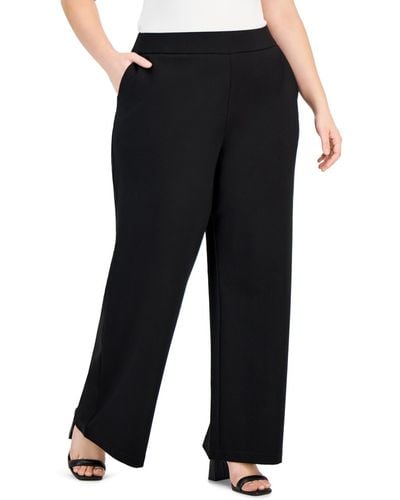 INC International Concepts Plus Size Wide-leg Ponte-knit Pants - Black