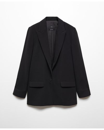 Mango Structured Lapels Blazer - Black