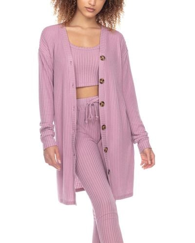 Honeydew Intimates Off Duty Rib Knit Lounge Cardigan - Pink