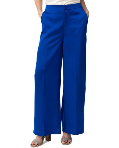 Adrienne Landau Elastic-back High-rise Wide-leg Pants - Blue
