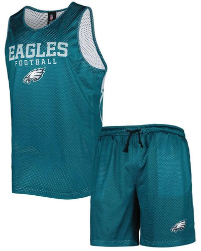 FOCO Philadelphia Eagles Colorblock Mesh V-neck Top And Shorts Set - Blue