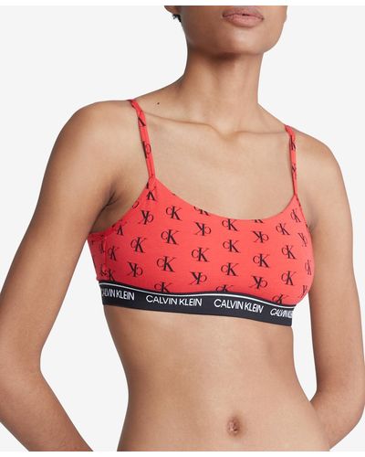 Calvin Klein Archive Logo Lightly Lined Bralette Qf7534 - Red