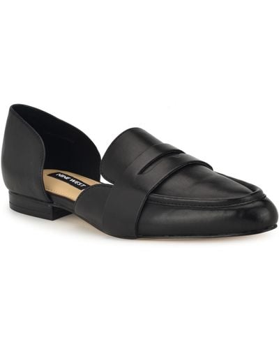 Nine West Gorel D'orsay Pointy Toe Dress Flat Loafers - Black