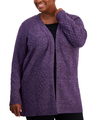 Karen Scott Plus Size Turbo Cardigan - Purple