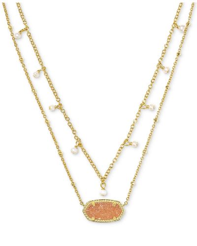 Kendra Scott 14k Gold-plated Imitation Pearl & Stone 19" Adjustable Layered Pendant Necklace - Metallic