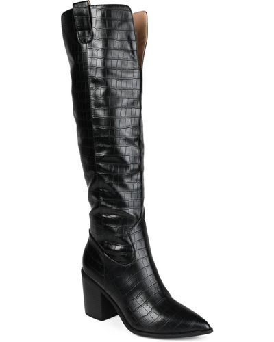 Journee Collection Therese Regular Calf Block Heel Knee High Dress Boots - Black